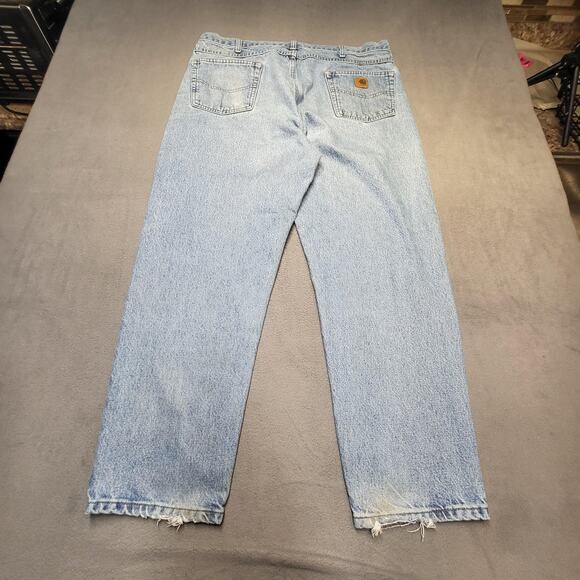 Carhartt B17 STW Jeans Mens 38x29 Blue Relaxed Fit Denim Straight Leg Workwear - Picture 9 of 10